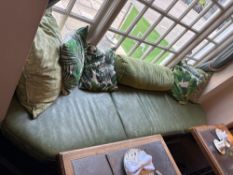 2 x leather banquet seating pads and scatter cushions green distressed leather 250 x 63cm (