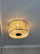 Modern 3 Light Flush Mount Ceiling Light Translucent Fabric drum and white diffuser 40cm