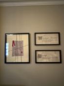A set of 3 glazed and framed wall art prints ( Location 114)