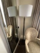 Numirra modern floor lamp featuring a tall, slender metal stand matte finish, and a large neutral-
