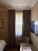 A pair of fully lined pencil pleat drapes span 150 x 240cm drop ( Location 317)