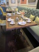 Dining table with a copper inlay top on a cast base 80 x 80 x 77cm (Location Leaf Restaurant )