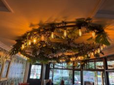Chelsom Lighting 5 by 2.5 metre oval Penny Bronze ceiling fixture adorned with classic tinted