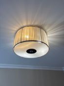 Modern 3 Light Flush Mount Ceiling Light Translucent Fabric drum and white diffuser 40cm