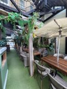 Wooden outdoor structure / pergola constructed primarily from wooden beams and posts. The wooden