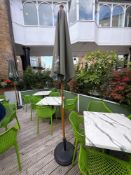 2 x wooden pole parasols with metal weighted base (Location Terrace)