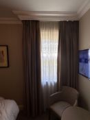 A pair of fully lined pencil pleat drapes span 150 x 240cm drop ( Location 112)