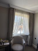A pair of fully lined pencil pleated top drapes span 170 x 230cm drop ( Location 306)