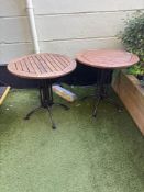 2 x Max Green Teak circular bistro tables 70 x 70cm (Location Terrace)