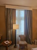 Curtain Set – Green Silk Drapes with Decorative Show Panel, Fully Lined, 220cm Span x 290cm Drop A