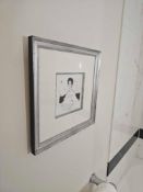 Framed Modernist Portrait – French School, A striking framed print depicting a seated female figure,