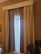 Curtain Set – Gold Silk Drapes with Decorative Show Panel, Fully Lined, 170cm Span x 280cm Drop A