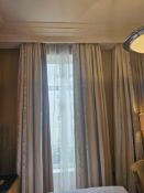2 x pairs Curtain Set – Gold Silk Drapes with Decorative Show Panel, Fully Lined, 180cm Span x 290cm