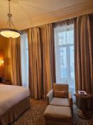 2 x pairs Curtain Set – Gold Silk Drapes with Decorative Show Panel, Fully Lined A tailored