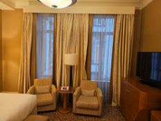 2 x pairs Curtain Set – Gold Silk Drapes with Decorative Show Panel, Fully Lined, A tailored curtain