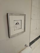 Framed Modernist Portrait – French School, A striking framed print depicting a seated female figure,