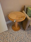 Occasional Table – Francesco Molon Round Maple and Glass Pedestal Table A round occasional table