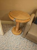 Occasional Table – Francesco Molon Round Maple and Glass Pedestal Table A round occasional table