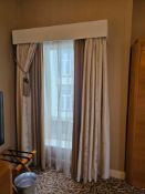 2 x pairs Curtain Set – Gold Silk Drapes with Decorative Show Panel, Fully Lined, A tailored curtain