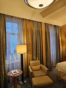 2 x pairs Curtain Set – Gold Silk Drapes with Decorative Show Panel, Fully Lined, A tailored curtain