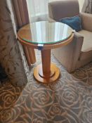 Occasional Table – Francesco Molon Round Maple and Glass Pedestal Table A round occasional table