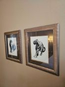 2 x Framed Prints – After Paul Jouve, “Panthère noire marchant” Series (c.1920s) A set of two framed