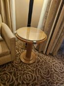 Occasional Table – Francesco Molon Round Maple and Glass Pedestal Table A round occasional table