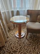 Occasional Table – Francesco Molon Round Maple and Glass Pedestal Table A round occasional table