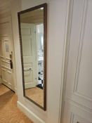 Wall Mirror – Ornate Frame in Antiqued Bronze and Gold A full-length rectangular wall mirror, housed