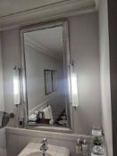 Rectangular Bevelled Mirror – Distressed Silver Frame, A vertically mounted bevelled-edge mirror set