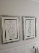 2 x Framed Prints – After a Drawing by Gustav Klimt (1862–1918), A framed and glazed print after a
