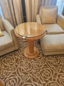 Occasional Table – Francesco Molon Round Maple and Glass Pedestal Table A round occasional table