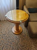Occasional Table – Francesco Molon Round Maple and Glass Pedestal Table A round occasional table
