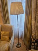 Classic Library Lamp in Antique Brass with Swing Arm, Adjustable Height, and Shade A classic library