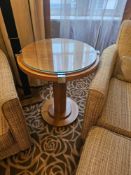 Occasional Table – Francesco Molon Round Maple and Glass Pedestal Table A round occasional table