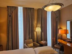 Curtain Set – Gold Silk Drapes with Decorative Show Panel, Fully Lined A tailored curtain ensemble