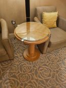Occasional Table – Francesco Molon Round Maple and Glass Pedestal Table A round occasional table