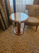 Occasional Table – Francesco Molon Round Maple and Glass Pedestal Table A round occasional table