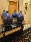 A pair of Gloss Blue Ceramic Vases by Asiatides, Paris Bulbous-form vases with narrow necks and