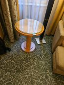 Occasional Table – Francesco Molon Round Maple and Glass Pedestal Table A round occasional table