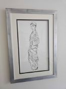 2 x Framed Prints – After a Drawing by Gustav Klimt (1862–1918), A framed and glazed print after a