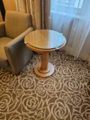 Occasional Table – Francesco Molon Round Maple and Glass Pedestal Table A round occasional table