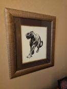 2 x Framed Prints – After Paul Jouve, “Panthère noire marchant” Series (c.1920s) A set of two framed