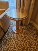 Occasional Table – Francesco Molon Round Maple and Glass Pedestal Table A round occasional table