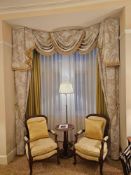 A pair of drapes 320cm drop A tailored curtain ensemble comprising full-length drapes with a