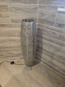 Manila Moroccan Chrome Floor Lamp Tall cylindrical floor lamp or decorative lantern in brushed metal