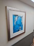 Set of four framed abstract artworks after original compositions by Gabriela Benevolenza (Finnish,