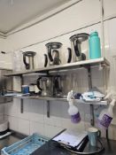 2 x stainless steel wall mounted shelves 35cm deep x 132cm long each [Loc BAR]