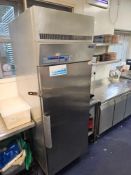 Gram K660 upright commercial refrigerator with stainless steel exterior and single hinged door 660