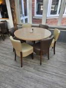 Contract Furniture Group UK circular Profile dining table with steel base pedestal wood top complete